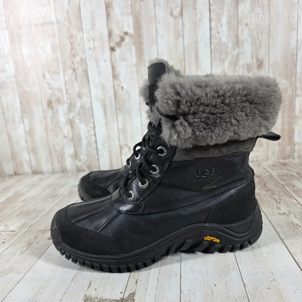 UGG Australia Adirondack II Black‎ Leather Waterproof Winter Boots 1906 Womens 6